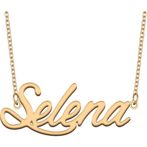 Selena Name Necklace for Women Stainless Steel Jewelry 18k Gold Plated Nameplate Pendant Femme Mother Girlfriend Gift