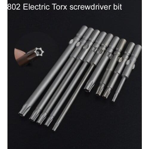 11PCS 802 6mm Round Shank Torx Screwdriver Bit Set for DC Powered Electric Star Screwdriver Hand Tools T8-T30 60mm &100mm length