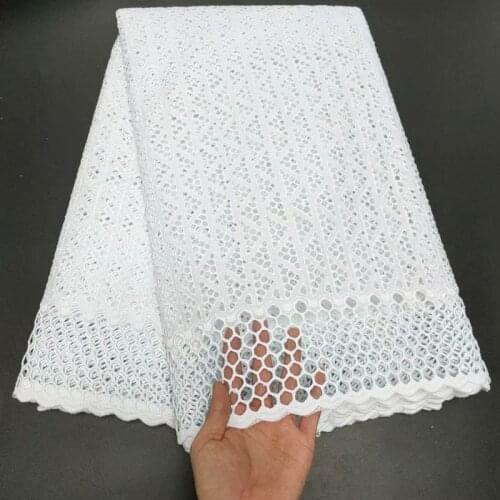 2021Latest High Quality African Nigerian Cotton Tulle Lace Fabric Wedding Fabric For Prom Dress Swiss Damask Party 2.5yards