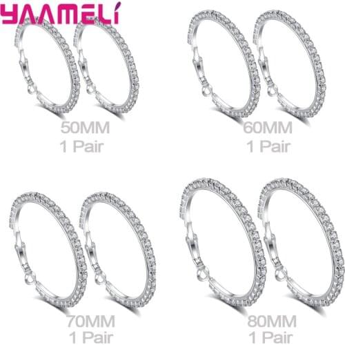 4 Pairs Lots Crystal Hoop Earrings For Women Girls Wedding Fashion Jewelry Valentines Day Gift 2021 Trend Wholesale