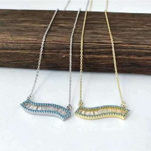 5 pcs New arrival Cubic Zirconia delicate necklace choker CZ baguette drop charm necklace fashion Jewelry NK450