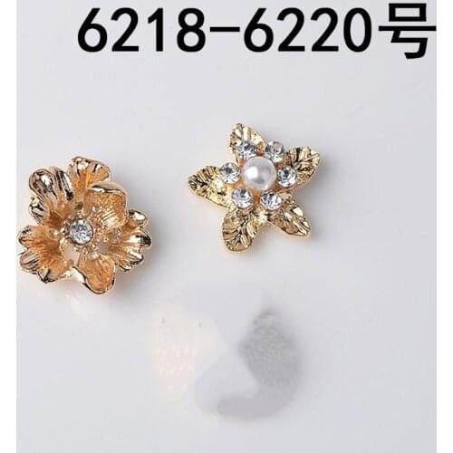50pcs Gold Color Alloy Material Pearl Crystal Flower Shape Charm pendant For Earring DIY Wedding Handmade Jewelry Making