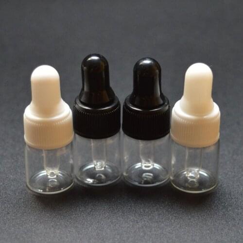 50pcs Clear Small Glass Dropper Bottle 1ml Sample Perfume Vial For Essential Oil Vial Tiny Portable Bottle