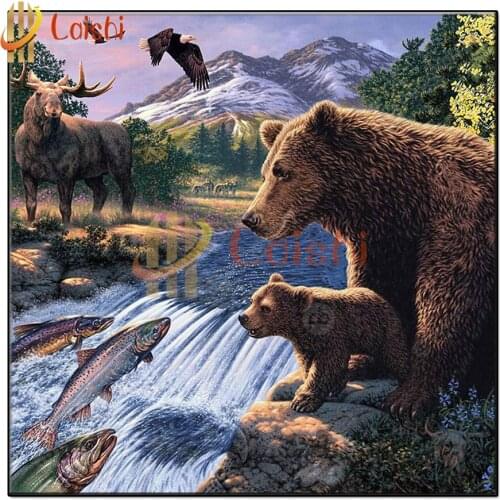 5d mosaic Diamond Painting Natural scenery, bears, streams diamond Embroidery full square&round Diamond cross stitch home decor