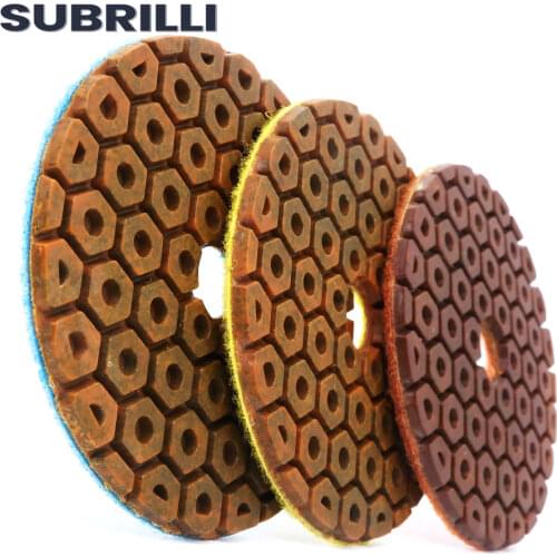 SUBRILLI 3PCS 4inch Diamond Metal Polishing Pads Copper Bond Grinding Wheel Floor Sanding Disc for Concrete Granite Marble Stone