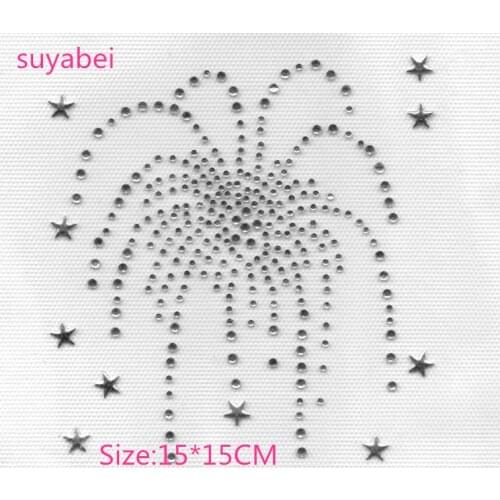 2pc/lot Star Rhinestone Iron On Transfer Hot fix firework patches hot fix rhinestone motif designs hot fix rhinestone applique