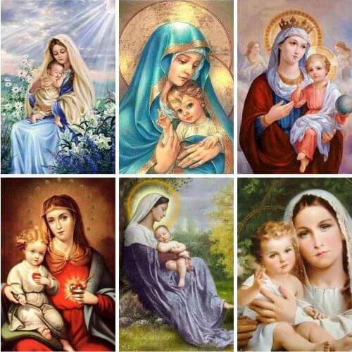 ARMYQZDiamond painting religious icon round square rhinestone diamond embroidery symbol cross stitch home decoration