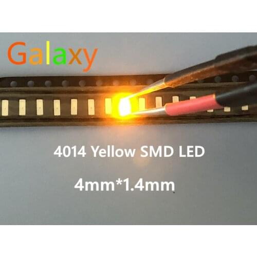 Free shipping 500pcs 4014 smd led yellow Surface Mounted .4.0*1.4mm light emitting diode 0.2w chip led