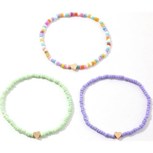 3Pcs Bohemian Style Women Anklet Charm Beaded Anklet Beach Anklet Foot Anklet For Women Girls Jewelry Accessories Party Dress Up