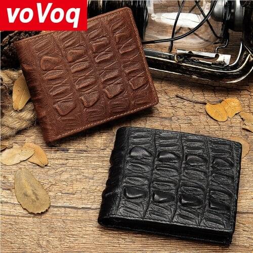 2020 VoVoq Brand New Genuine Leather Mens Wallets Crocodile Pattern Business Men Wallet Coin Purse Money Bag Credit Card Holder