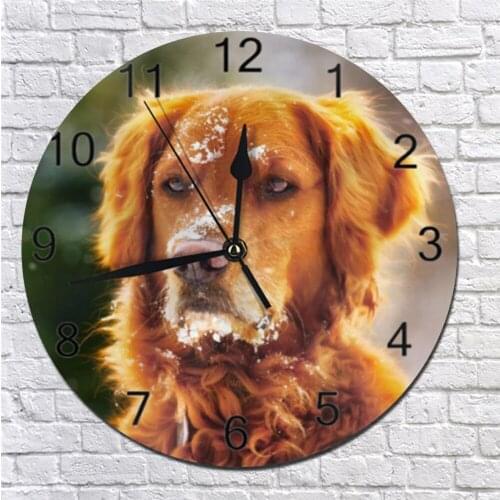 25CM Wall Decor Clocks Dog Pattern Numeral Digital Dial Mute Silent Clocks Digital Clock Battery Operated Clocks for Living Room