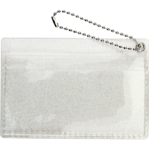 PVC Shiny Double Slots Transparent Card Cover Case Bus Pass Access Card Sleeve ID Name Visiting Bank Credit Card Storage Bag