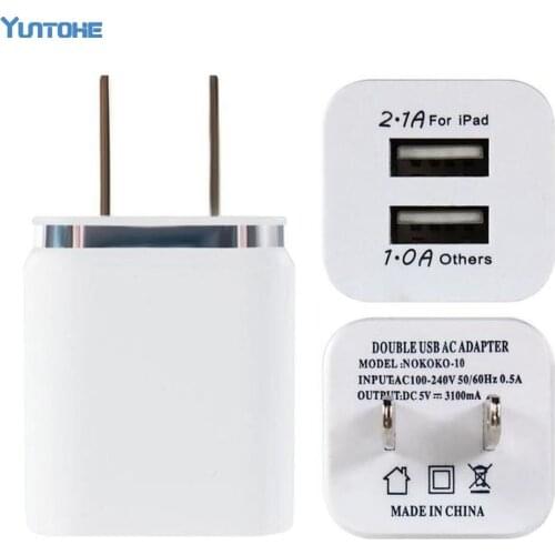 500pcs/lot Colorful 2A+1A US Plug AC Power Adapter Home Trave Wall 2 Port Dual USB Charger for IPhone 5 6 Plus 7 for Samsung HTC