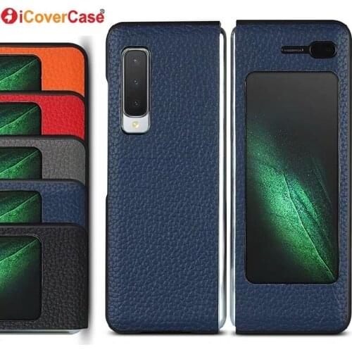 For Samsung Fold Case 360 Full Protective Cases for Samsung Galaxy Fold 5G Case Leather Genuine Cover Mobile Phone Accessories