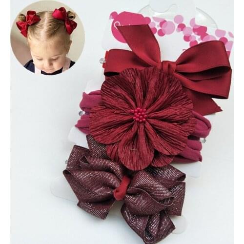3 Pieces Baby Headband Solid Color Bowknot Headband Headwear Hair Accessories for Girls 0-3 Years