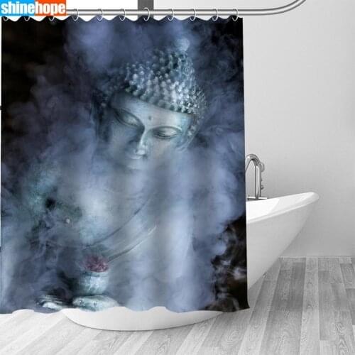 Customized Buddha Shower Curtain Waterproof Polyester Fabric 6 Sizes High Quality Bathroom Curtains
