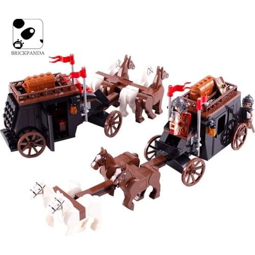 Military Medieval Carriage Knight Army Mini Brick Minifigs Building Block Castle Accessories War Horse DIY Gift Toy for Children