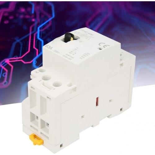 2P Manual AC Contactor 63A 220V 50Hz DIN Rail Household Contactor with Manual Control Switch 2NO 2NC