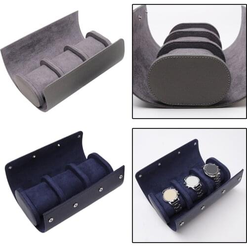 3 Slots Watch Storage Box Chic Portable Vintage Leather Watch Roll Detachable Display Wristwatch Pouch Holder Watch Organizer