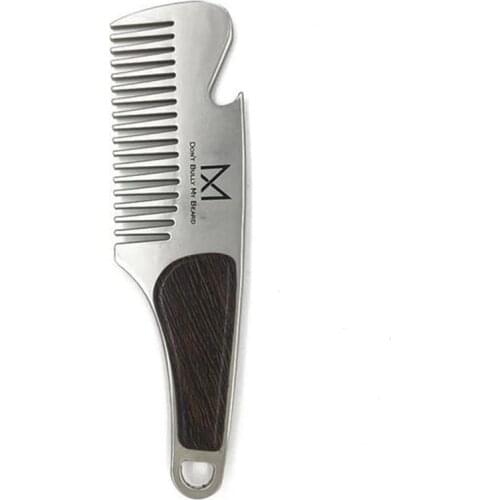 Mayitr 1pc Portable Male Beard Comb Stainless Steel Mens Shaving Anti-static Pocket Mustache Comb For Styling Tools