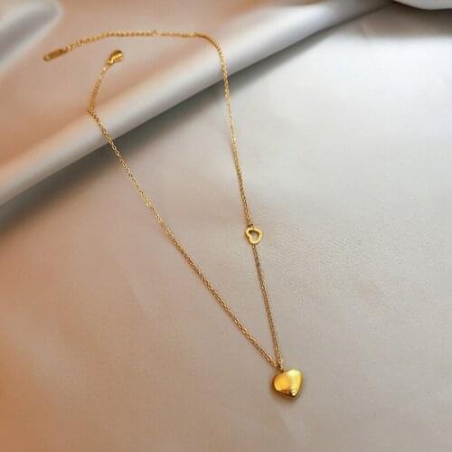 YAOLOGE FASHION 316L Stainless Steel Heart Pendant Necklaces For Women Chokers 2021 Trendy New Fashion Party Gift Jewelry