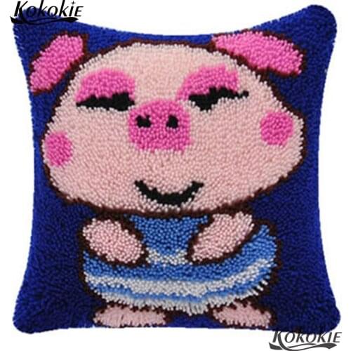 Latch hook rug kits cushion embroidery needlework sets Handmade cross stitch kits Crocheting Rug Kits Yarn diy rug pig carpet