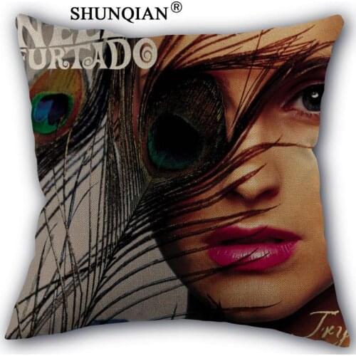 Custom nelly furtado pillowcase Custom Cotton Linen Throw Pillow Cover Pillowcase Customize 45x45cm one side