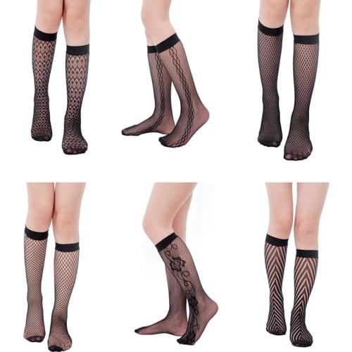 New arrival womens Mid socks tube fishnet socks fashion girl sexy pattern jacquard lace socks for Female S50 series