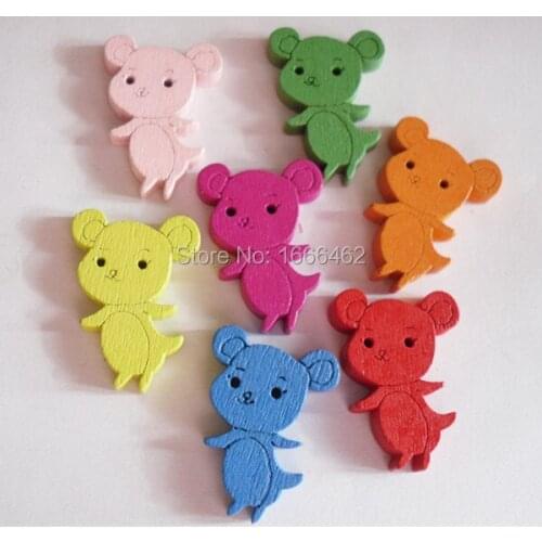 Wholesale 100PCs Wood Sewing Buttons Scrapbooking 2 Holes Mixed 24*17mm