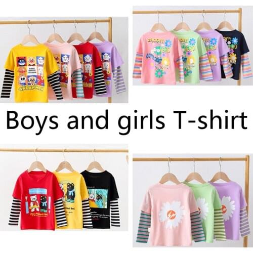 Autumn and winter boys and girls T-shirt long sleeve clothes childrens clothing cotton accessories cartoon
