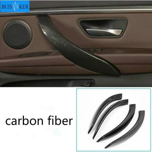 4pcs Carbon Look Interior Door Handle Cover Trim For BMW 3 Series F30 F31 2013-2017 GT F34 14-17 & 4 Series F35 F36 15-17