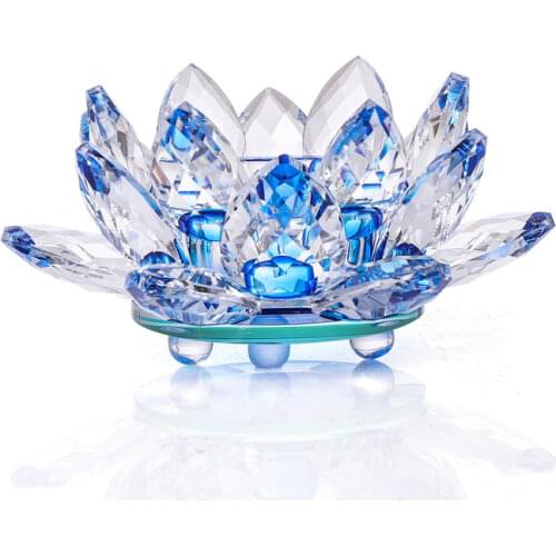 Handcrafts Crystal Lotus Flower Candlesticks Glass Tealight Candle Holders Ornament Buddhist supplies Home Decor
