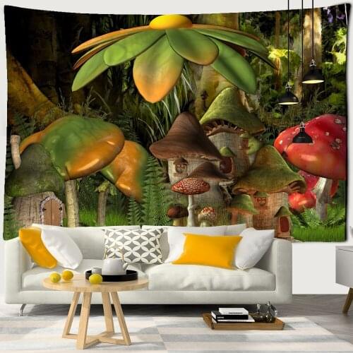 Psychedelic Mushroom Tapestry Wall Hanging Indian Mandala Tapestry Wall Hanging Decor Living Room Bedroom Bohemian Plant Print