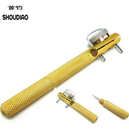 SHOUDIAO Aluminum Alloy FishingHook Tier Double-headed Needle Knots Tie Gold Fishing Line Fishhook Tie Device useful Accessories