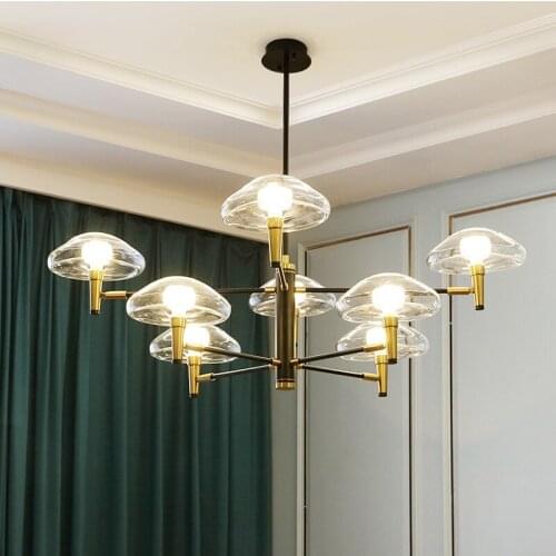 Nordic Post-modern Jellyfish Pendant Lights Glass Wrought Iron Chandeliers Lamp Minimalist Luxury Lamp for Living Dining Room
