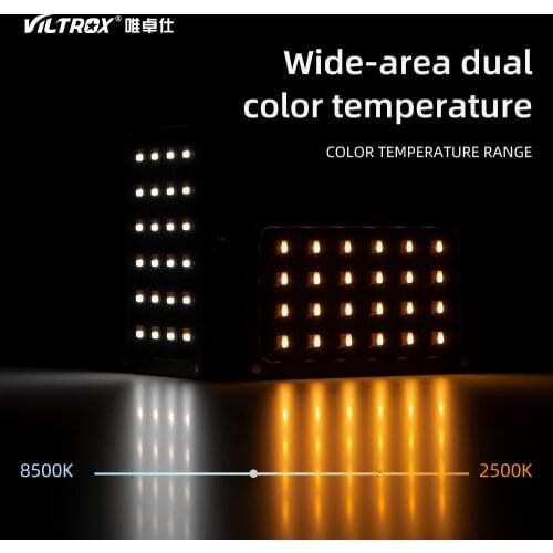 Viltrox RB08 Bi-color 2500K-8500K Mini Video LED Light Portable Fill Light Built-in Battery for Phone Camera Shooting Studio
