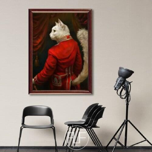Nordic Style Vintage Home Decoration Animal Canvas Painting Cardinal Cat Portrait Posters and Print Wall Art Picture for Bedroom