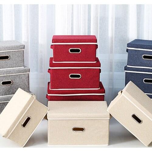 Toys Clothes Storage Box Organizador Closet Clothing Organizer Cotton Linen Cube For Folding Bed Sheet Duvet Cover S/M/L Sizes