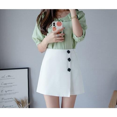 2021 new summer Casual A-line short skirt High Waist Wide Leg Short skirt pants Women Korean Brief Solid Leisure Shorts