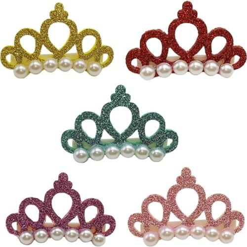 5Pcs Dog Faux Pearl Crown Hair Clip Puppy Hairpins Photography Props Pet Grooming Headdress Decoration Accessories
