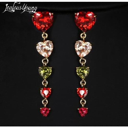 Romantic Wedding Long Dangle Drop Earrings for Women Heart Shape Bridal Earings Jewelry Cubic Zironia Brincos for Women Bijoux
