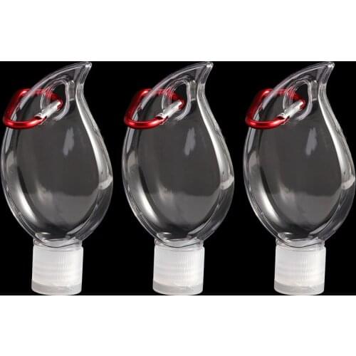 1/3/5pcs 50ml Portable Leaf Shape Empty Refillable Bottle With Key Ring Hook Travel Hand Sanitizer Bottle Hook Keychain Carrier