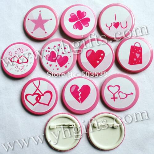 150PCS/LOT,4.5cm(1.7 inch),Pink heart I love you badge,Button,Brooch pins,Team logo,Goody bag.Wedding ornament.Valentine crafts