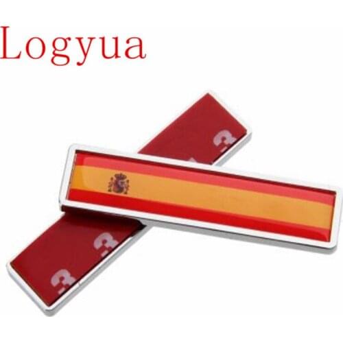 2pcs/lot Car Style Stainless Steel National Flags Sticker Emblem For Russia USA Italy UK Brazil Spain Portugal Canada Flag