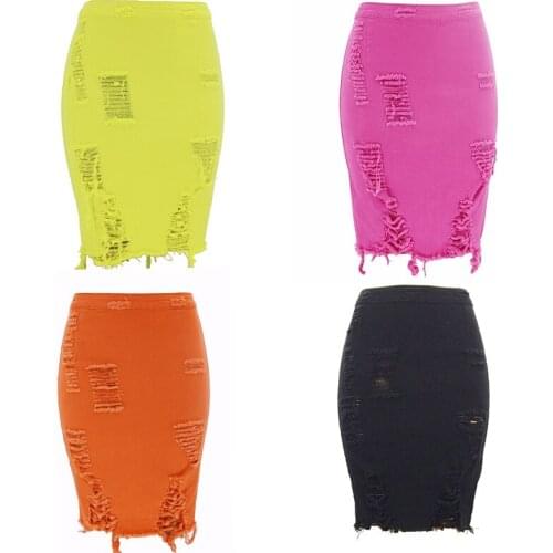 2021 fashion hole bag hip skirt casual fashion womens denim skirt