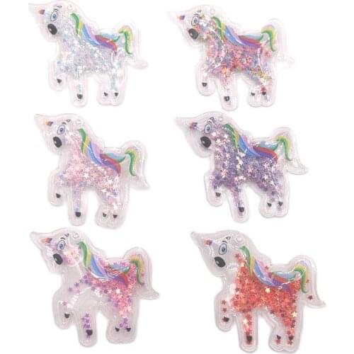 24Pcs Printed Colorful Unicorn Sequins Appliques for DIY Clothes Patches Headwear Clips Bow Pendant Decor Accessories