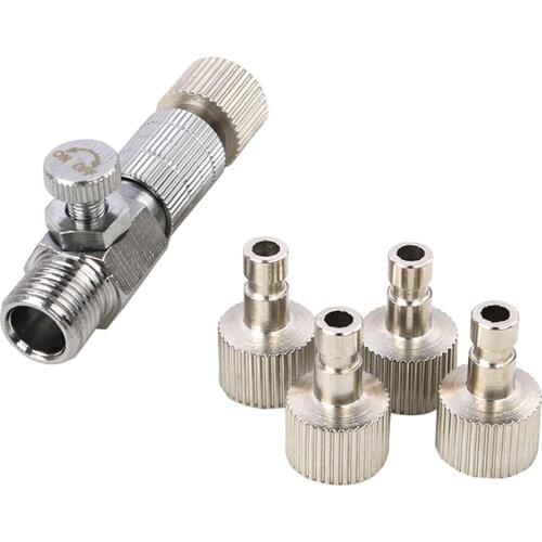 5pcs Brass Airbrush Hose Adapter Airbrush Flexible Adapter Fitting Connector Set For Air Compressor And Airbrush Hose