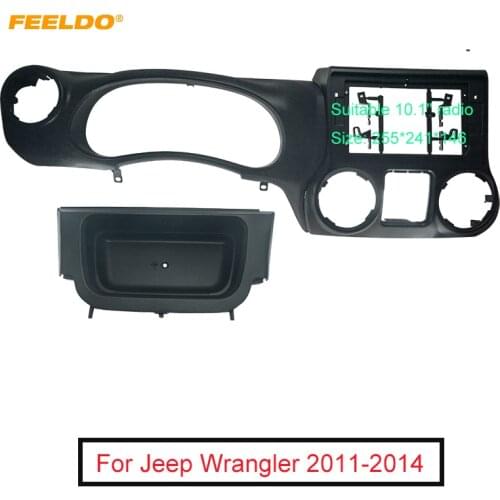 FEELDO Car 2Din Audio Face Plate Fascia Frame For Jeep Wrangler 11-14 10.1" Big Screen CD/DVD Player Panel Dash Mount Kit