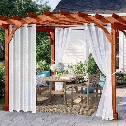 White Transparent Outdoor Curtain Semi-privacy Garden Patio Door Gazebo Shading Sunscreen White Gauze Curtain Home Decoration