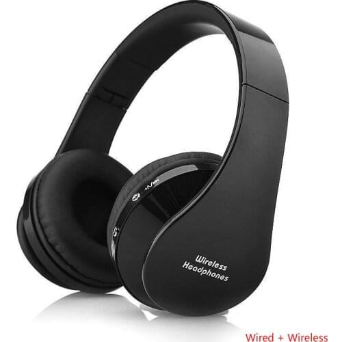 Bluetooth-compatible Headphones Wireless Headphone with Mic Ear Earphone Headset for Phone PC 4 Color Wired + Wireless